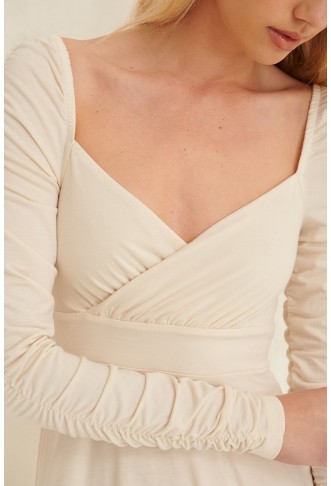 Draped Detail Recycled Long Sleeve Dress