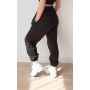 PRETTYLITTLETHING BLACK EMBROIDERED CUFFED HIGH WAIST JOGGERS