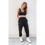 PRETTYLITTLETHING BLACK EMBROIDERED CUFFED HIGH WAIST JOGGERS