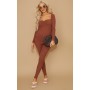 MATERNITY CHOCOLATE RUCHED BUST BRUSHED RIB TOP