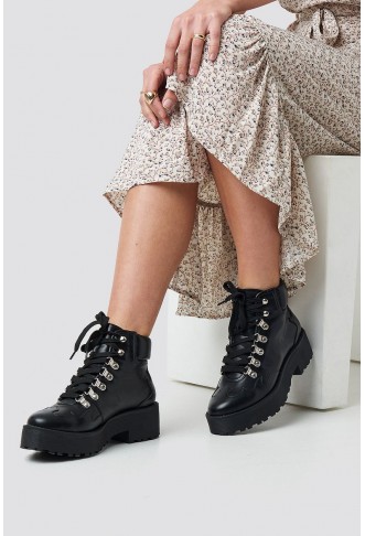 Cleated Western Detail Laceup Ankle Boot