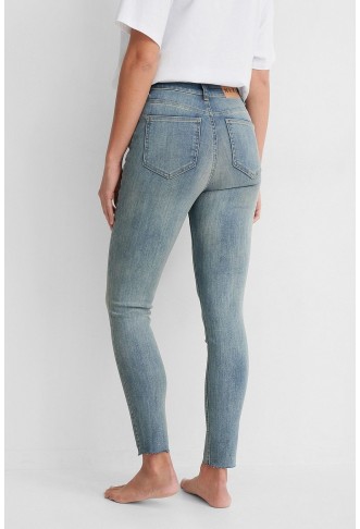 Skinny High Waist Raw Hem Jeans