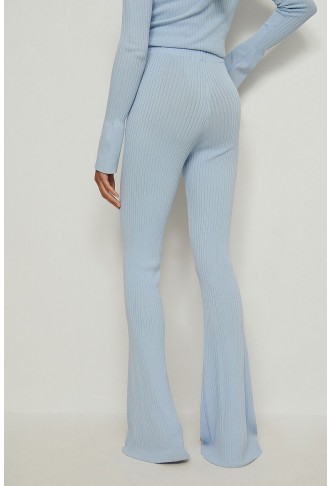 Wide Knitted Ribbed Trousers