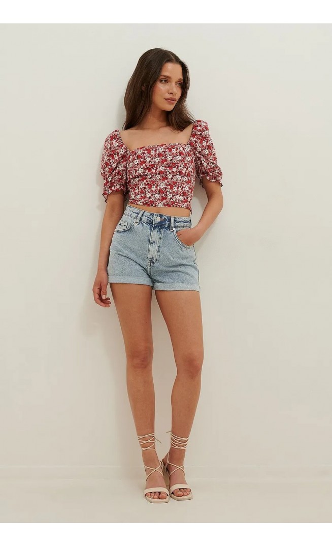 Cropped Puff Sleeve Top