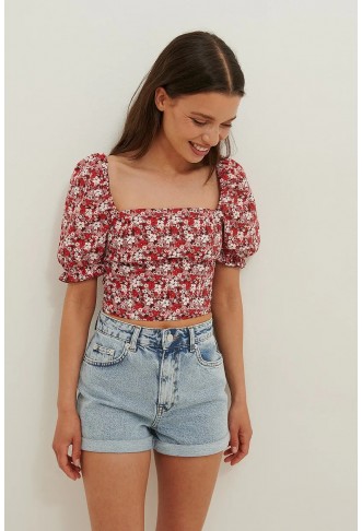 Cropped Puff Sleeve Top