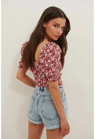 Cropped Puff Sleeve Top