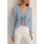 Tie Front LS Dobby Blouse
