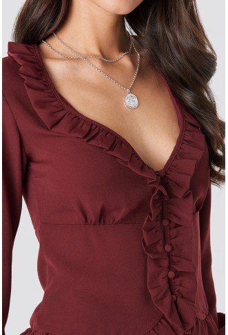 Frill Detail Buttoned Blouse