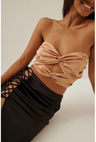Twisted Front Satin Top