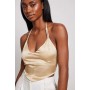 V-Neck Strap Detail Satin Top