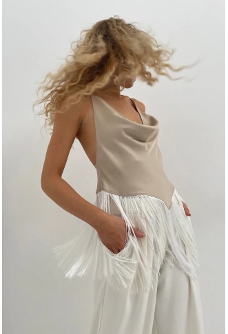 Fringe Waterfall Neck Singlet