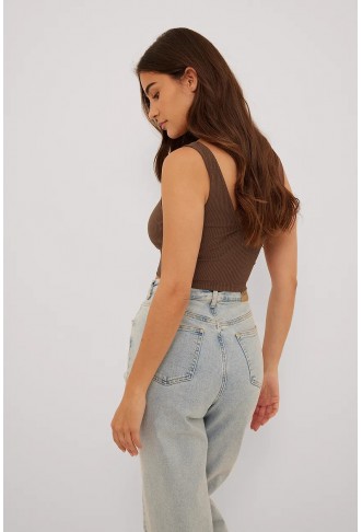 Organic V-Neck Rib Crop Top