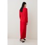 Compact Viscose PLUNGE Neck Sleeved  Maxi Dress