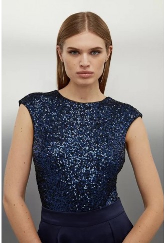 Stretch Sequin Backless...