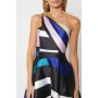 One Shoulder Twill Midi Dress In Stripe