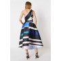 One Shoulder Twill Midi Dress In Stripe