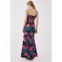 Rose Print Corset Cowl Front Gown