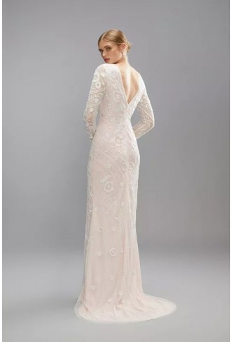 Premium Embellished Blush Bridal Maxi Dress