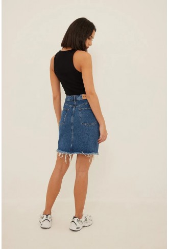 Raw Hem Mini Denim Skirt