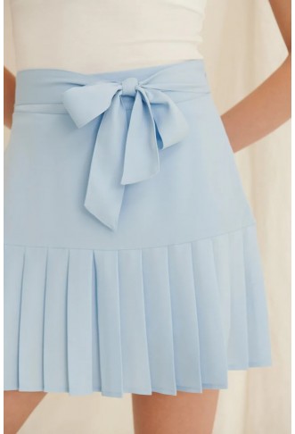 Recycled Tie Detail Frill Mini Skirt