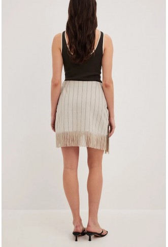 Linen Blend Fringe Skirt
