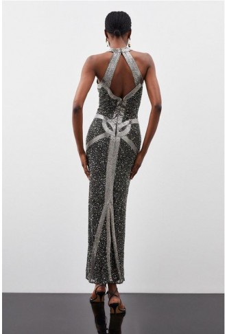 Tall Crystal Embellished Halter Maxi Dress