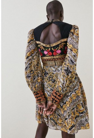 Baroque Embroidered And Bead Woven Mini Dress