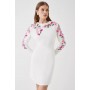 Hand Stitched 3d Floral Long Sleeve Mini Dress