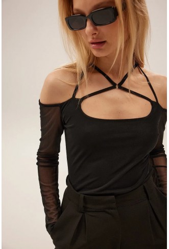 Cross Strap Mesh Top