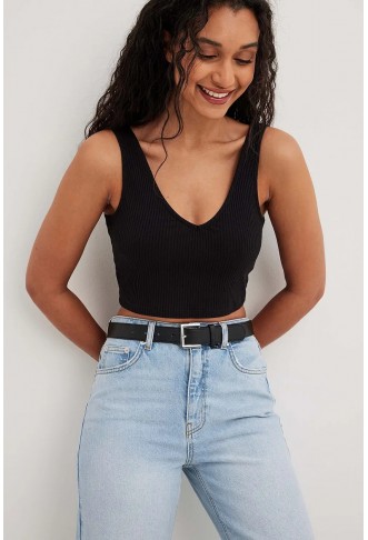 Organic V-Neck Rib Crop Top