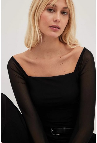 Squared Neck Mesh top