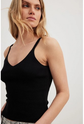 Ribbed Knitted Deep Back Top