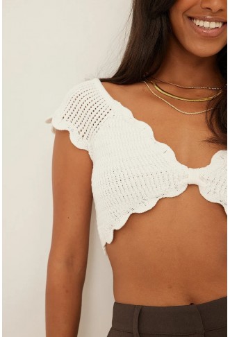 Knitted Cropped Bow Top