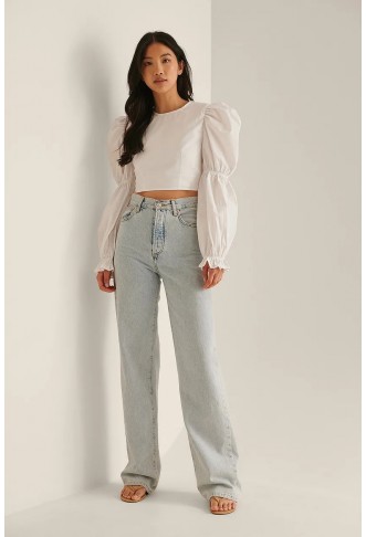 Cropped Open Back LS Blouse