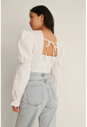Cropped Open Back LS Blouse