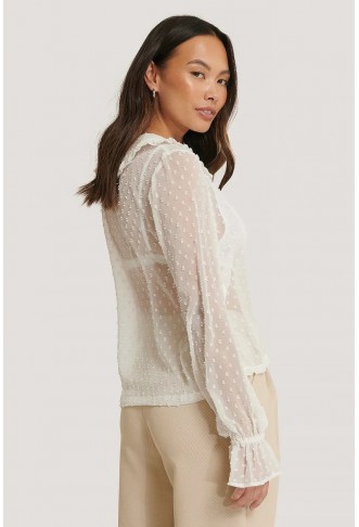 Wide Collar Dobby Blouse
