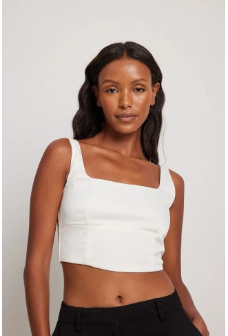 Cropped Round Neck Satin Top