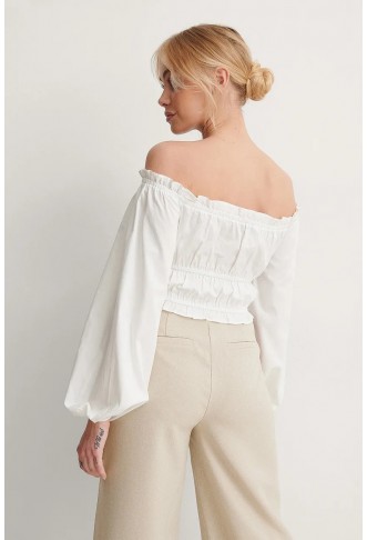 Off Shoulder Recycle Ruched Blouse