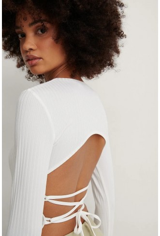 Open Back Rib Lace Detail Top