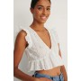 V-neck Anglaise Cropped Top
