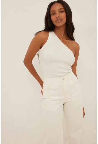 Rib Knitted One Shoulder Top