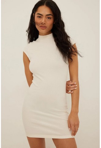 Organic High Neck Ribbed Mini Dress