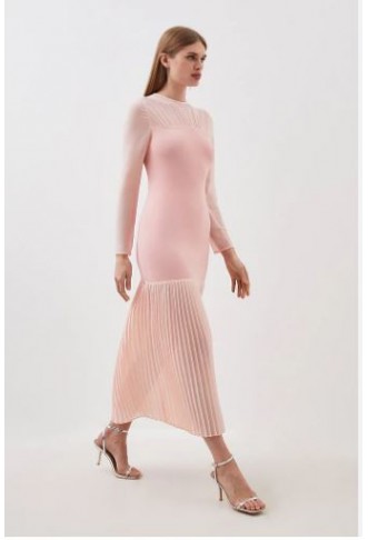 Figure Form Woven Bandage Knit Mix Dress