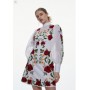 Rose Embroidered Cotton Organdie Mini Dress