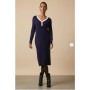 Tipped Button V Neck Knitted Dress