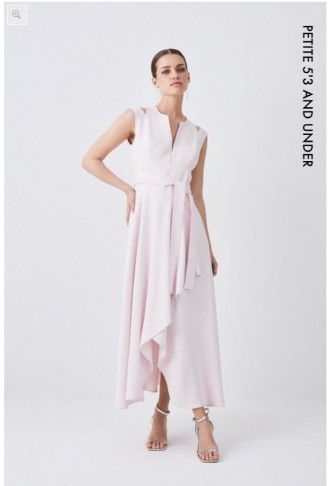 Petite Compact Viscose Tailored Waterfall Midi Dress