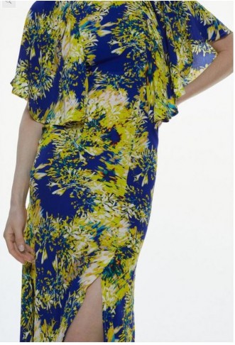 Exploded Floral Angel Sleeve Woven Maxi Dress