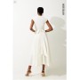 Premium Linen V Neck Wrap Detail Woven Midi Dress
