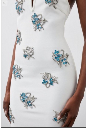 Figure Form Bandage Embellished Bandeau Knit Mini Dress