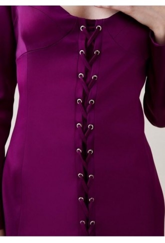 Italian Structured Satin Tie Front Mini Dress